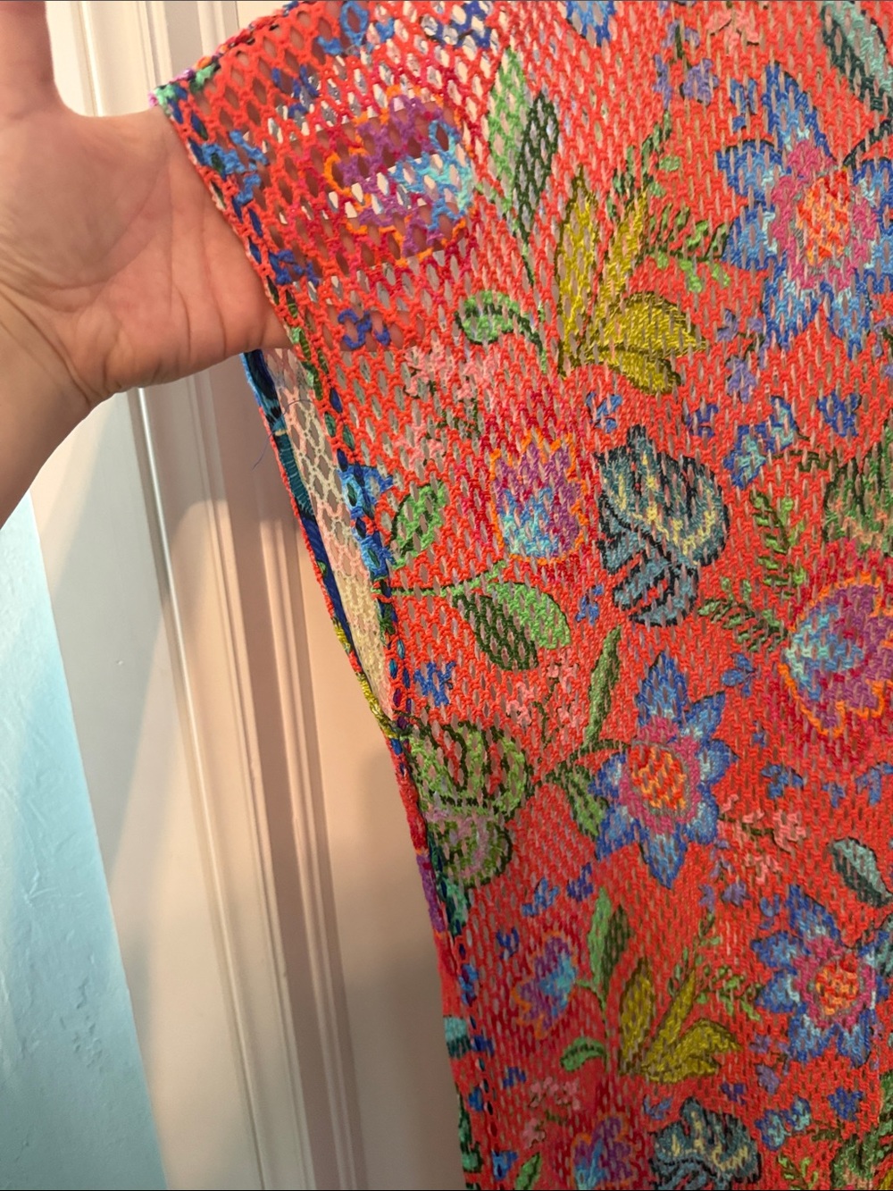 Johnny Was Coral Floral Lace-Up 100% Cotton Beach Cover-Up Dress - Picture 8 of 9
